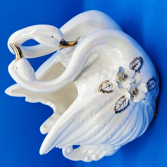 Vintage Norcrest Golden Dogwood Swans Lusterware Planter - Picture 1 of 9